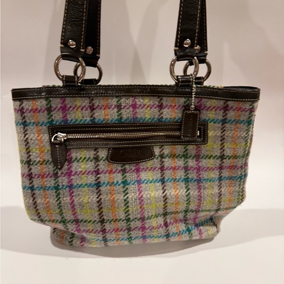 Coach Handbags - Coach Multicolor Plaid Wool Shoulder Bag